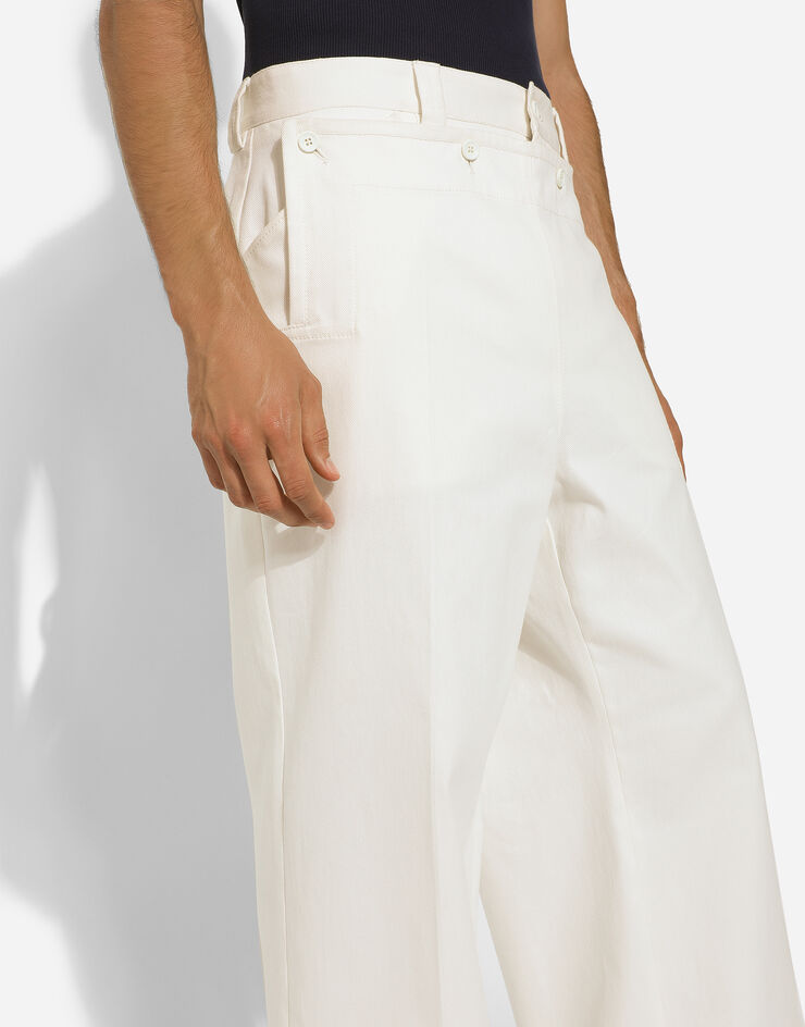 Sailor-style stretch cotton pants in White for for Men | Dolce&Gabbana®