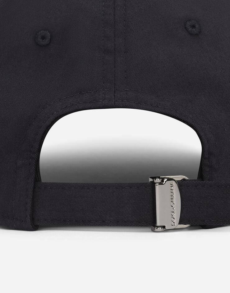 Dolce & Gabbana Cappello da baseball cotone con placca logata Blu GH590AGF421
