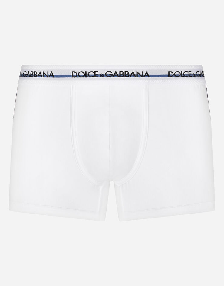 Dolce & Gabbana Boxer en jersey bi-stretch à logo DG Blanc M4E24JOUAIG