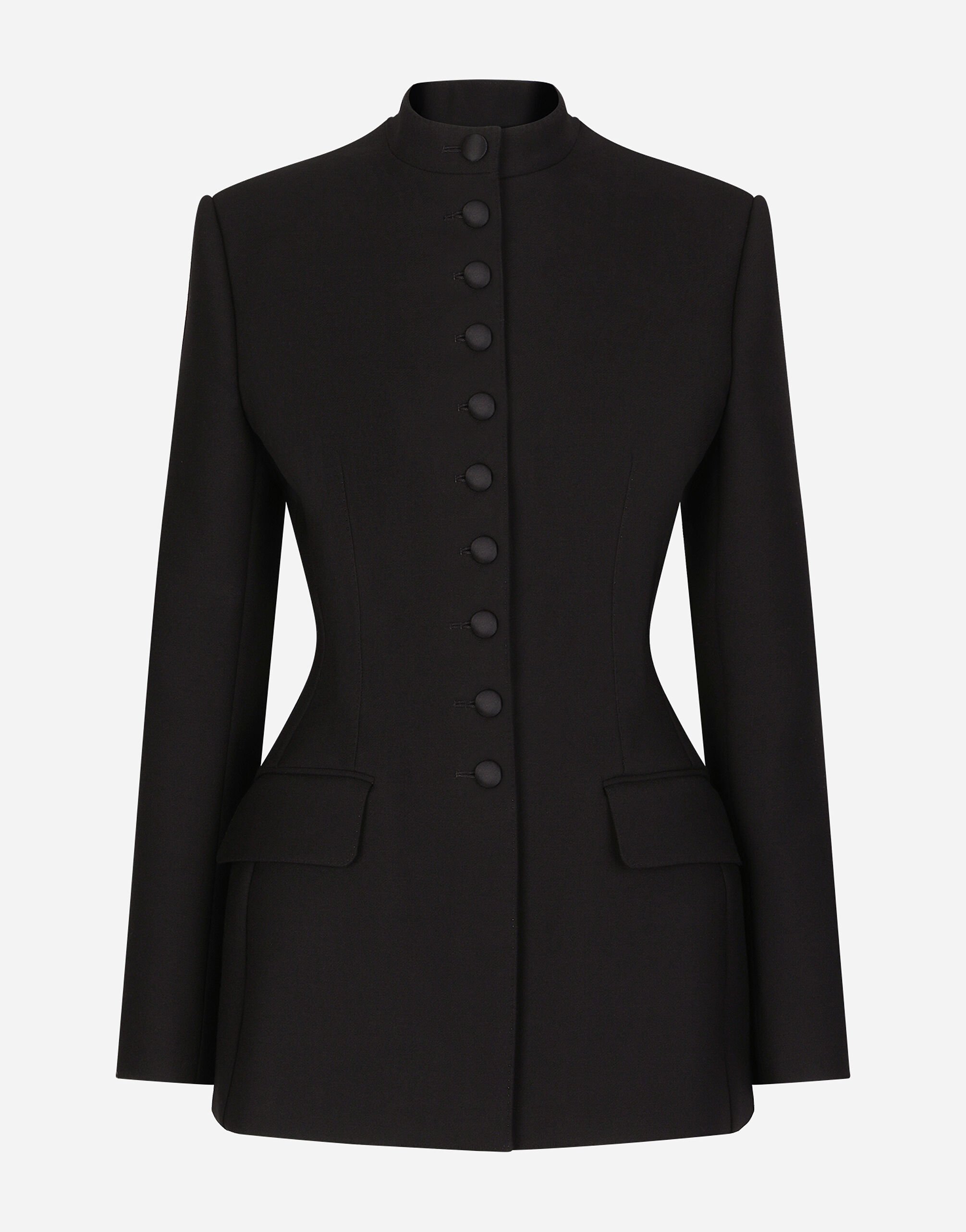 Dolce&Gabbana Long single-breasted wool cady Dolce-fit jacket Black F6DDXTGDB0R