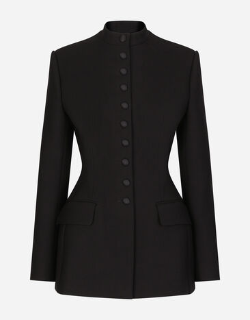 Dolce & Gabbana Chaqueta Dolce larga de botonadura sencilla en cady de lana Negro F4CT6THLMLQ