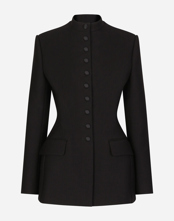 Dolce&Gabbana Long single-breasted wool cady Dolce-fit jacket Black F26W6THUMTB