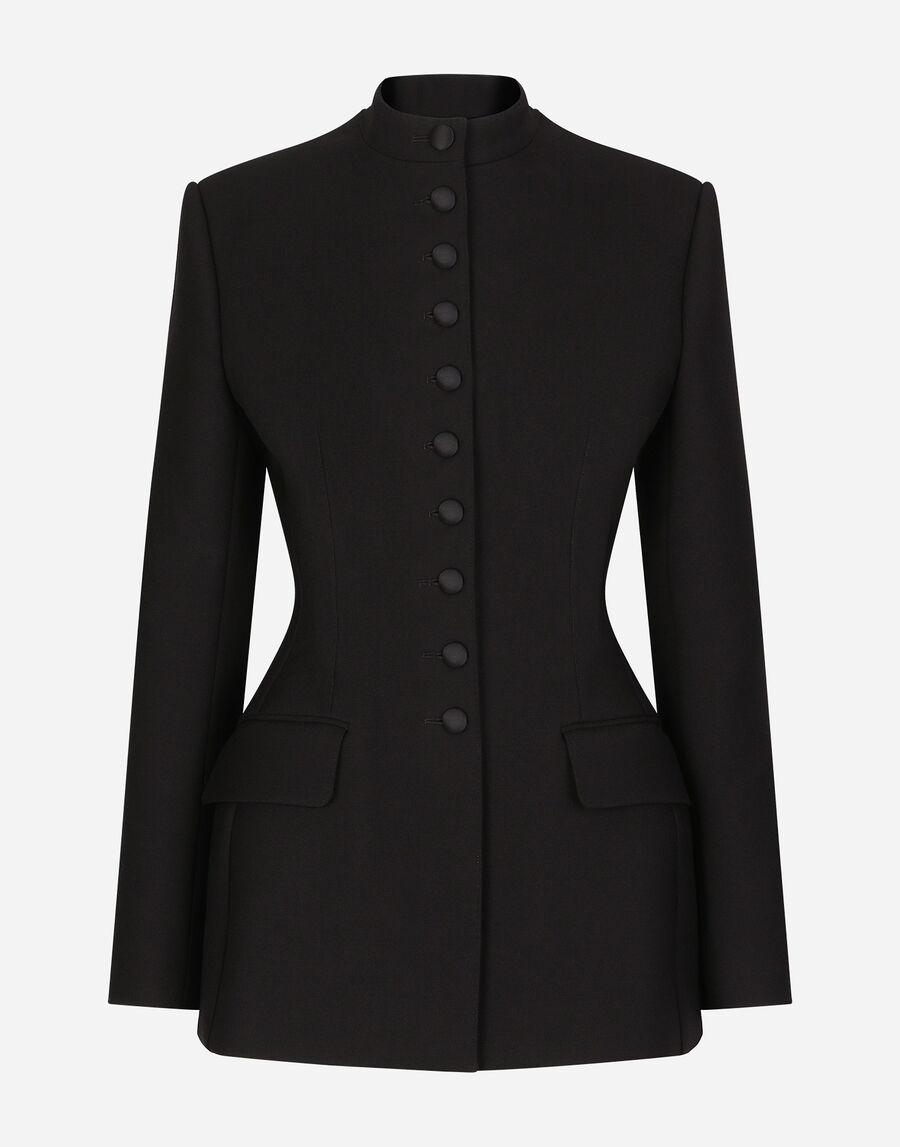 Long single-breasted wool cady Dolce-fit jacket