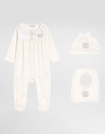Dolce & Gabbana 3-piece gift set in cotton with lurex DG embroidery White L2JO4GG7PFO