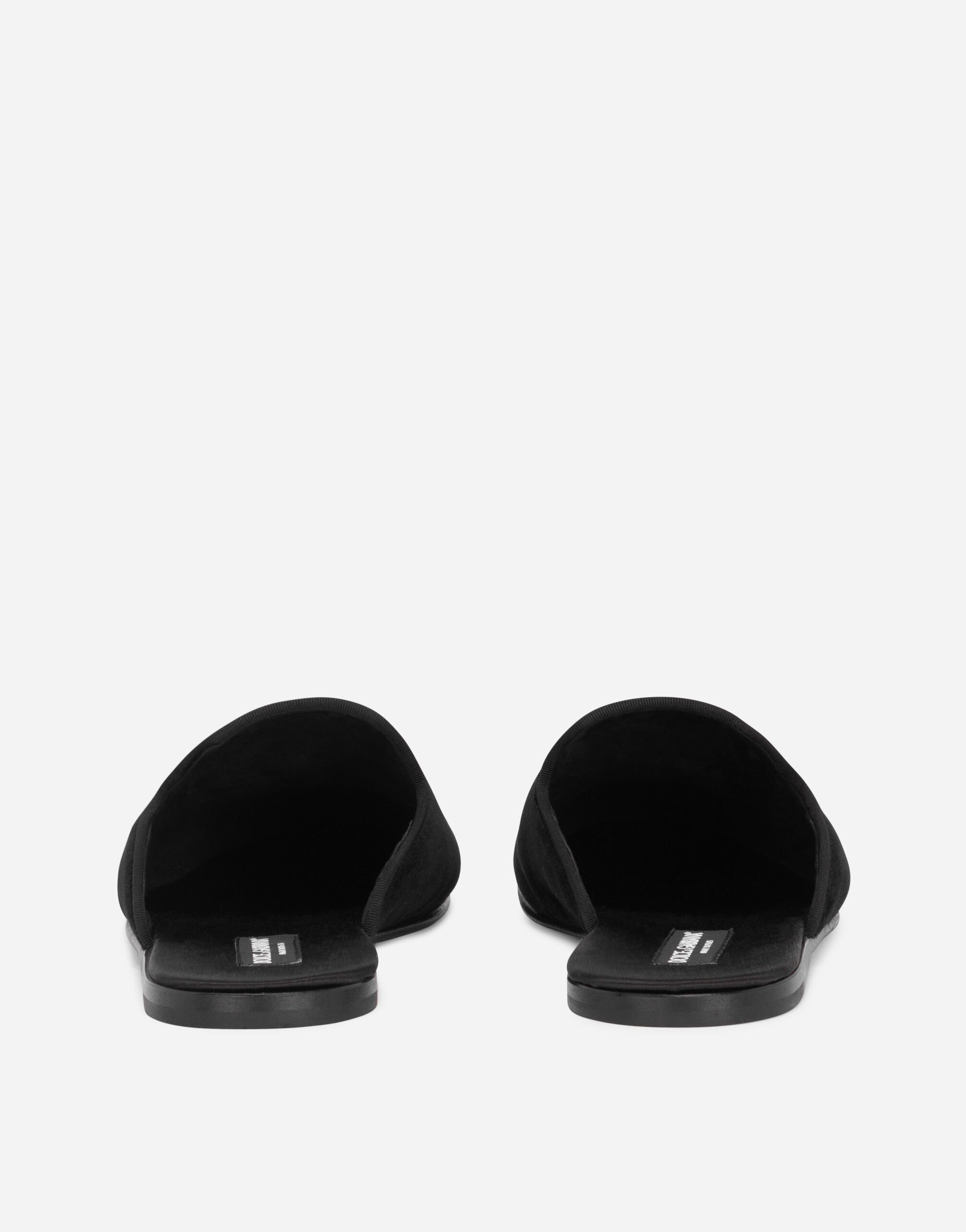 Velvet slippers with coat of arms embroidery in Black for