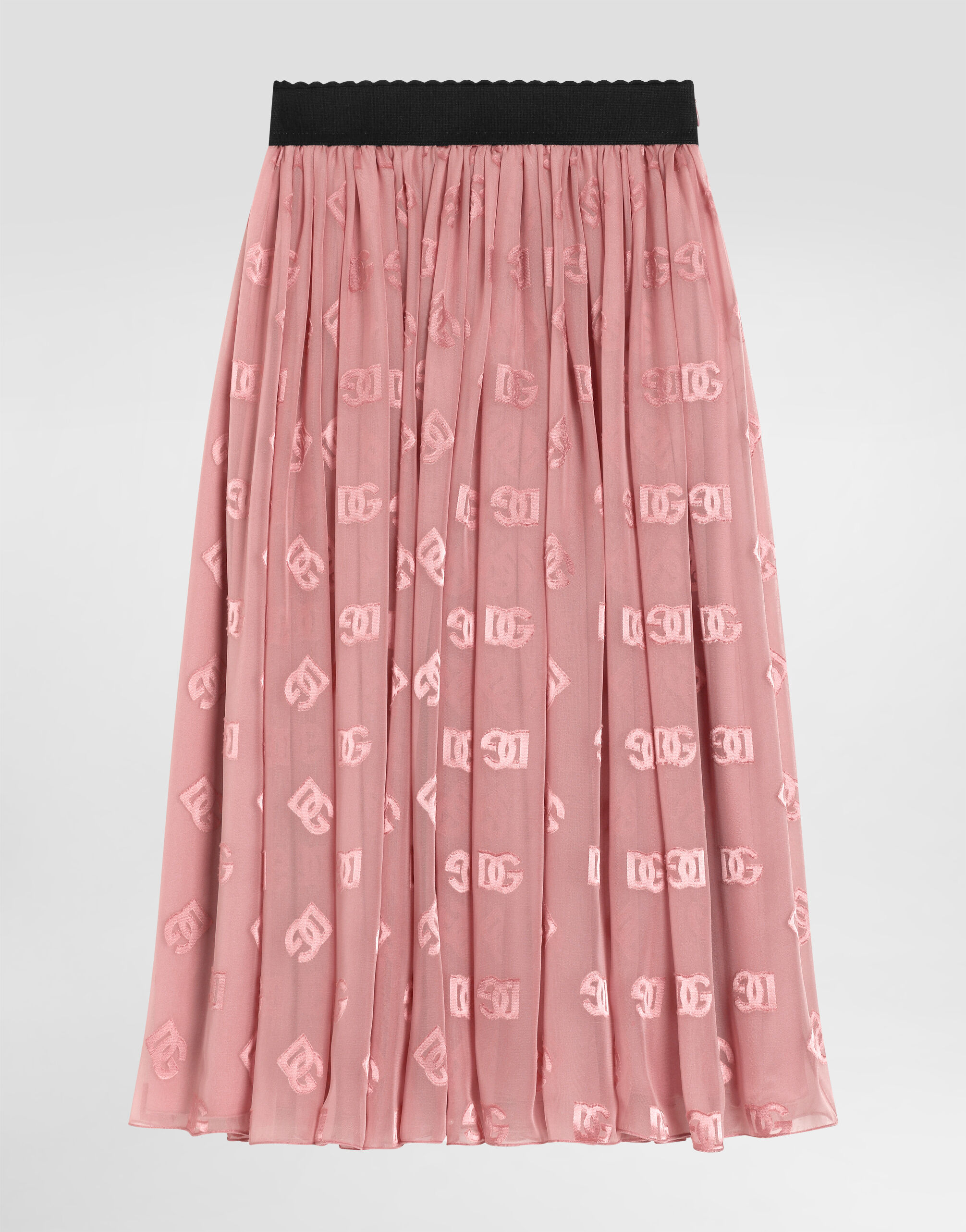 ピンクのガールズ Jacquard skirt with DG logo | Dolce&Gabbana®