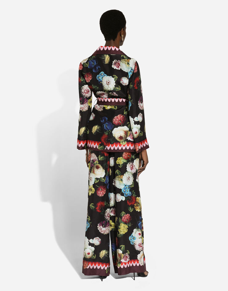 Dolce & Gabbana Pantaloni pigiama in twill stampa Fiore Notturno Stampa FTC3VTHI1RE