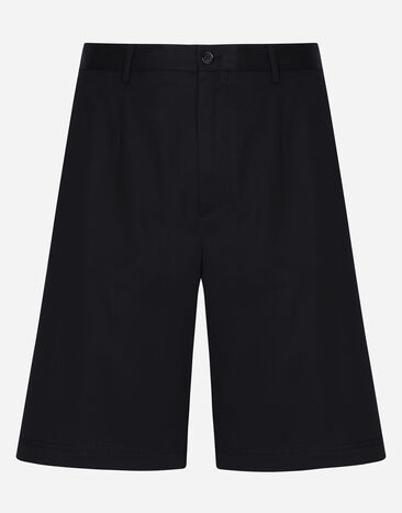 Dolce & Gabbana Stretch cotton shorts with branded tag Black GVC4HTFUFMJ