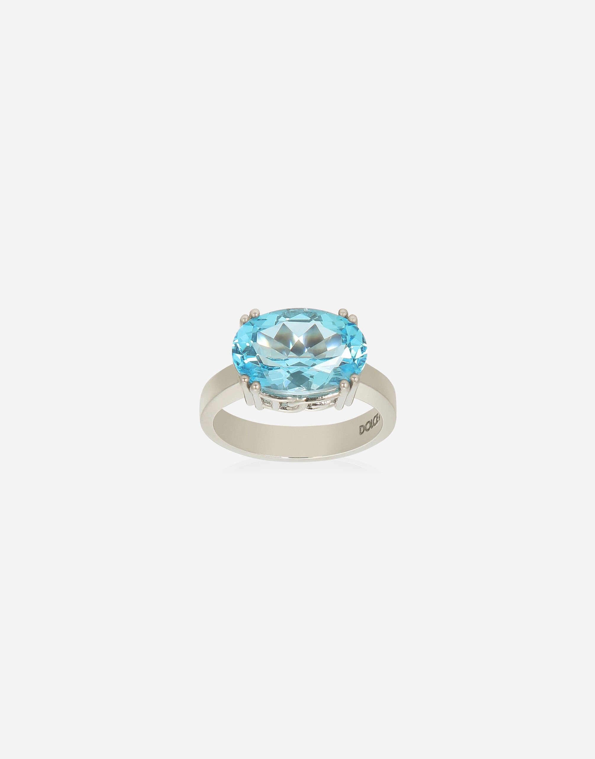 Dolce & Gabbana 18k white gold Anna ring with light blue topaz Gold WRQA1GWQC01