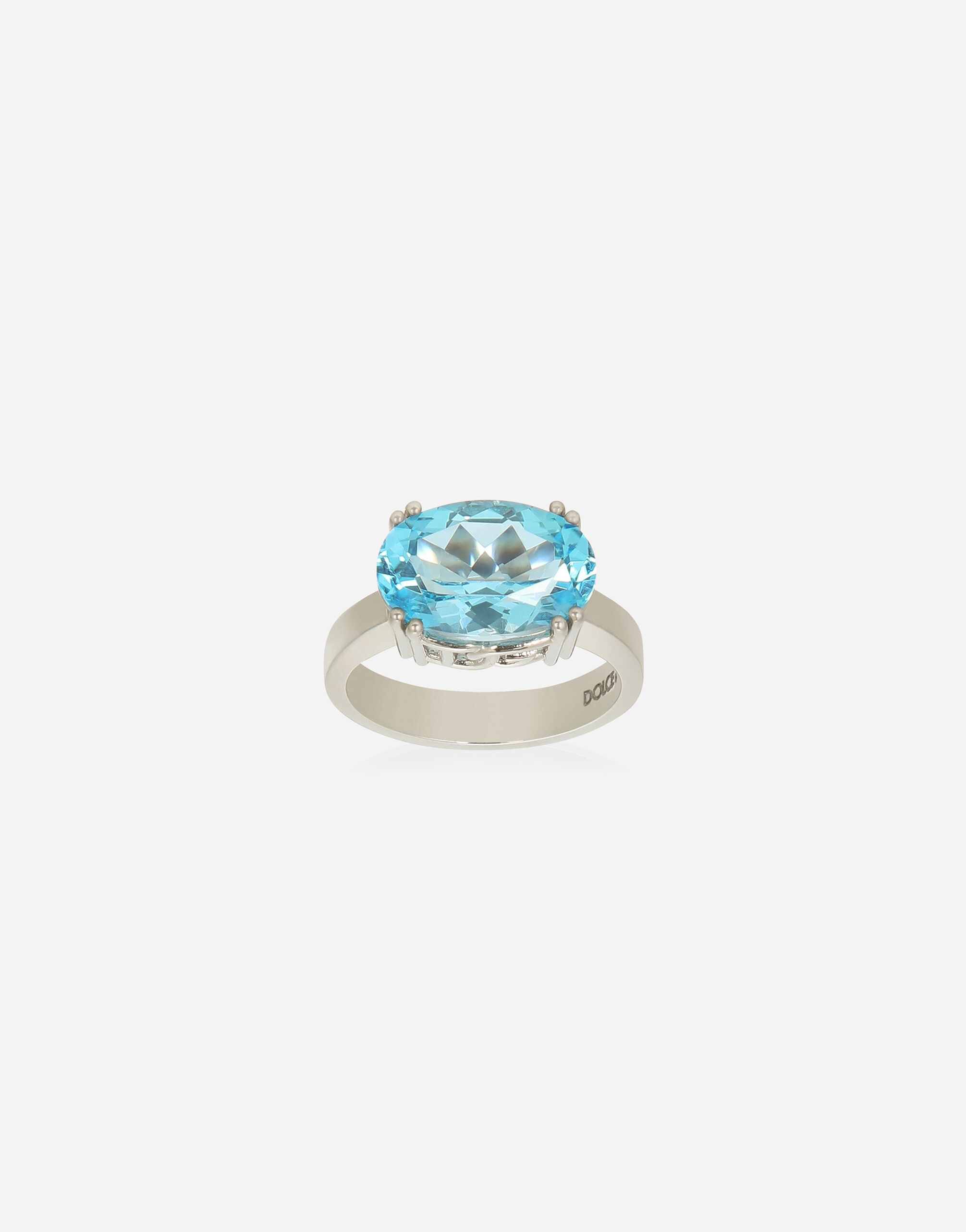 Dolce & Gabbana Bague Anna en or blanc 18 ct avec topaze bleu ciel Blanc WRQA1GWSPBL