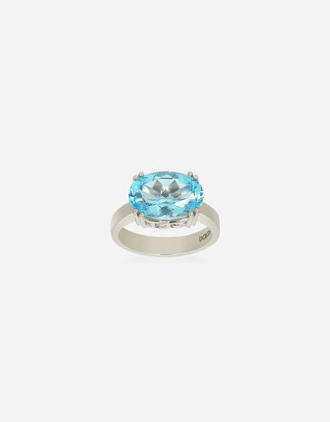 Dolce & Gabbana 18k white gold Anna ring with light blue topaz White WRQA1GWSPBL