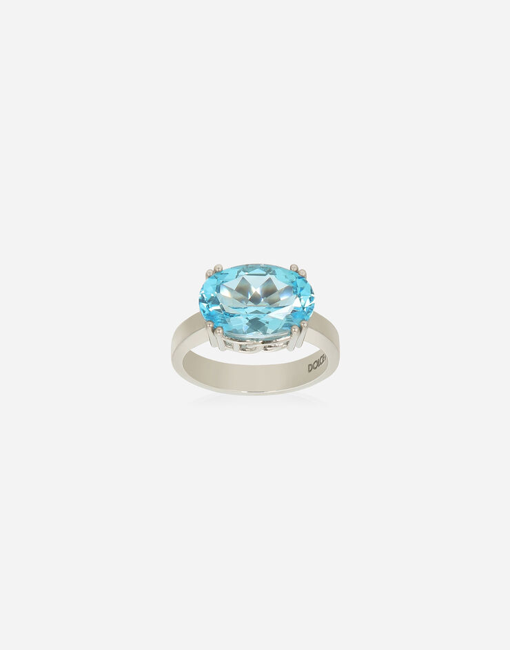 Dolce & Gabbana Anna ring in white gold 18kt with light blue topazes Weiss WRQA5GWTOL1