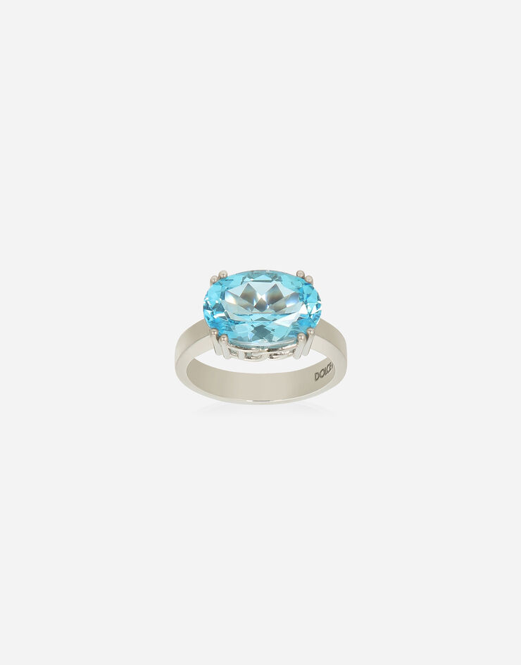 Dolce & Gabbana 18k white gold Anna ring with light blue topaz Weiss WRQA5GWTOL1