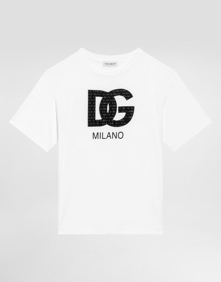Dolce & Gabbana Jersey T-shirt with DG logo print Blanco L4JTEYG7L4M