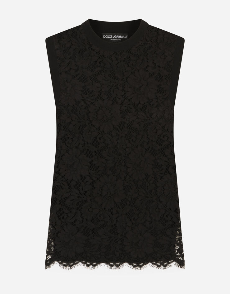 Dolce & Gabbana Sleeveless wool and lace sweater NEGRO FX360TJAMTG