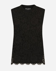 Dolce & Gabbana Sleeveless wool and lace sweater Black F9M32ZHUML6