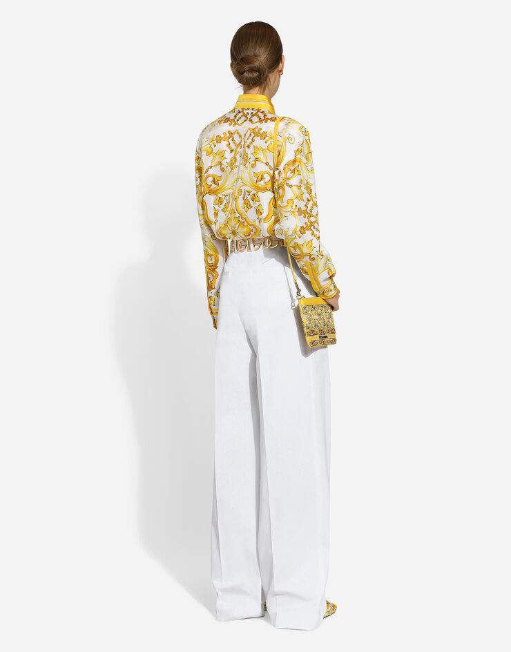 Dolce & Gabbana Pantalón acampanado en popelina de algodón Blanco FTC5GTFU61D