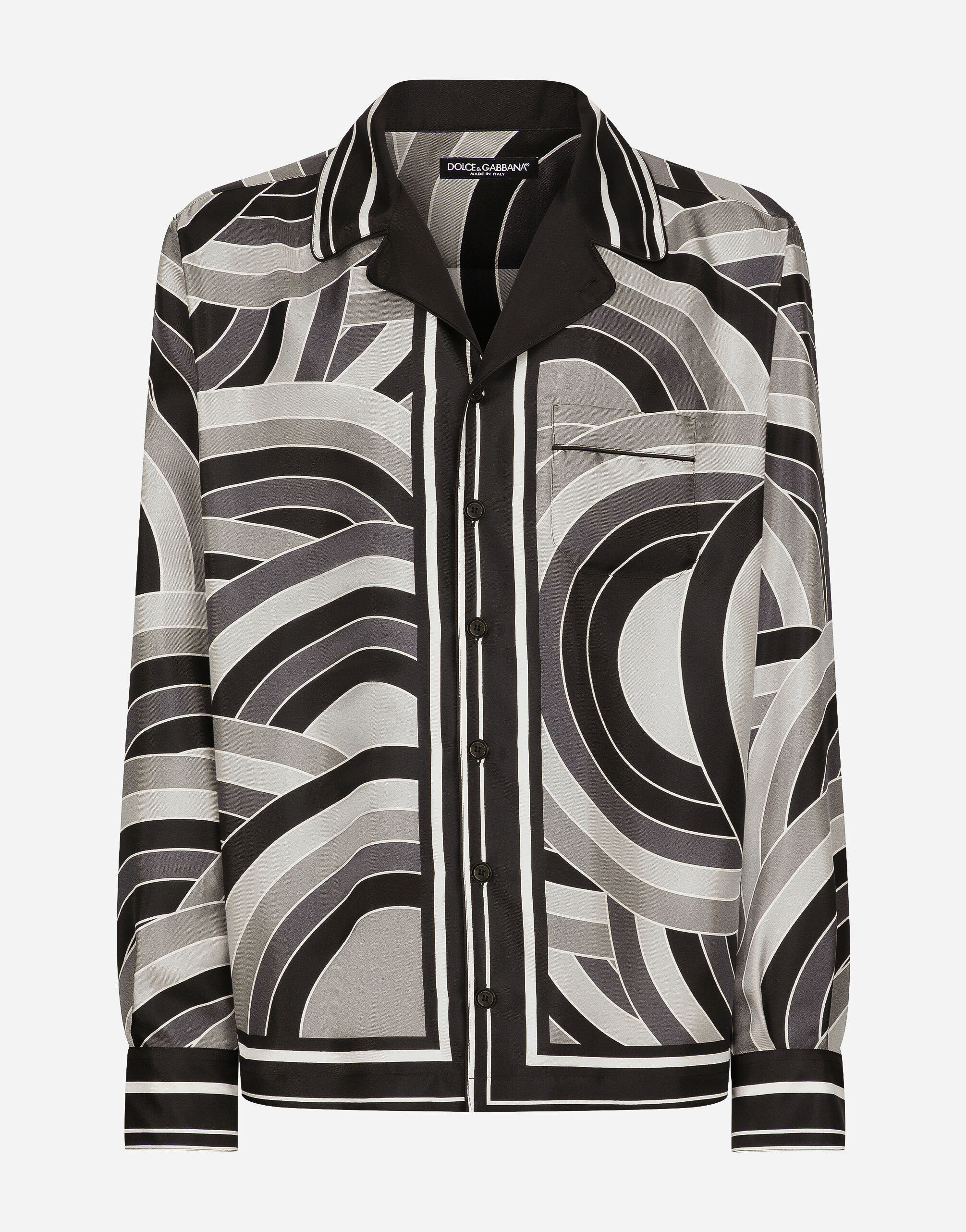 Printed silk shirt in Print for Dolce Gabbana US