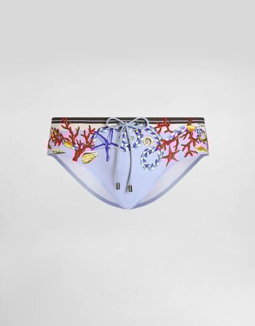 Dolce & Gabbana Shell-print swim briefs Multicolor M4A09JHPGGZ