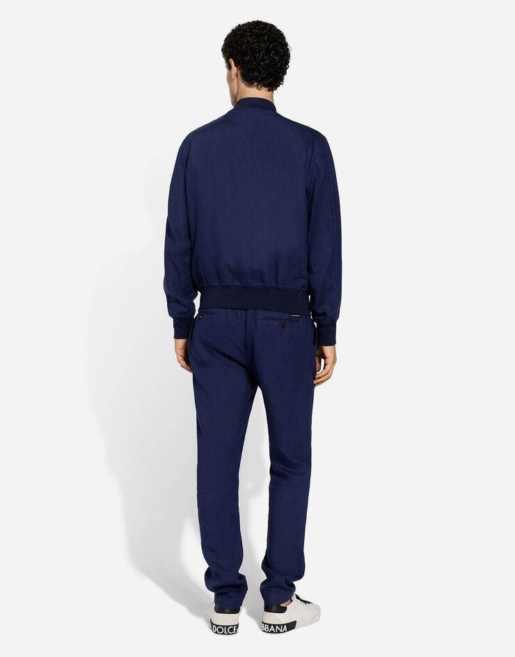 Dolce & Gabbana Unlined linen bomber jacket Blue G9BFNTFU4K6