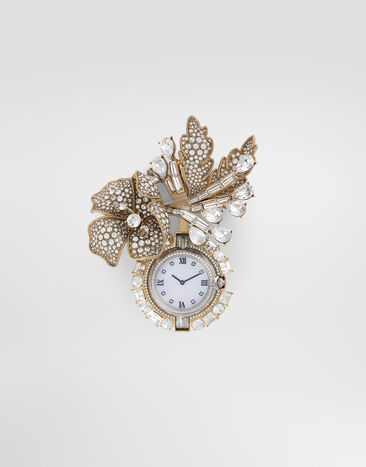 Dolce & Gabbana Spilla orologio a fiore con strass Oro WPS7S7W1111