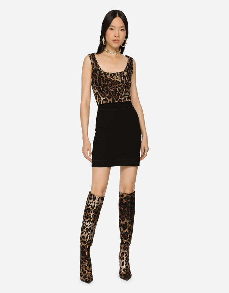 Dolce & Gabbana Jersey miniskirt Black F4CB9TFUGKF
