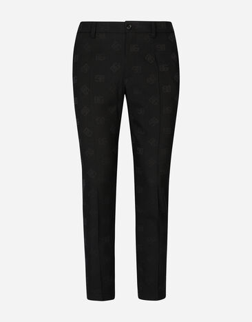 Dolce & Gabbana Hose Wollstretch Jacquard DG Monogram Schwarz GW13ETFJBAK