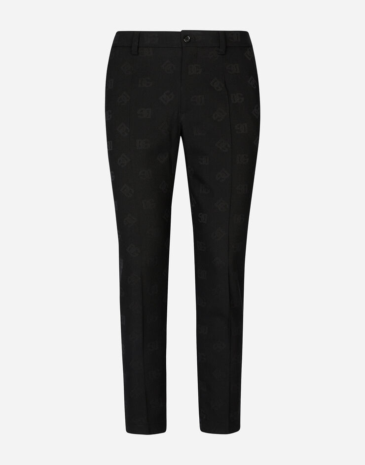 Dolce & Gabbana Stretch wool jacquard pants with DG Monogram design Black GW13ETFJBAK