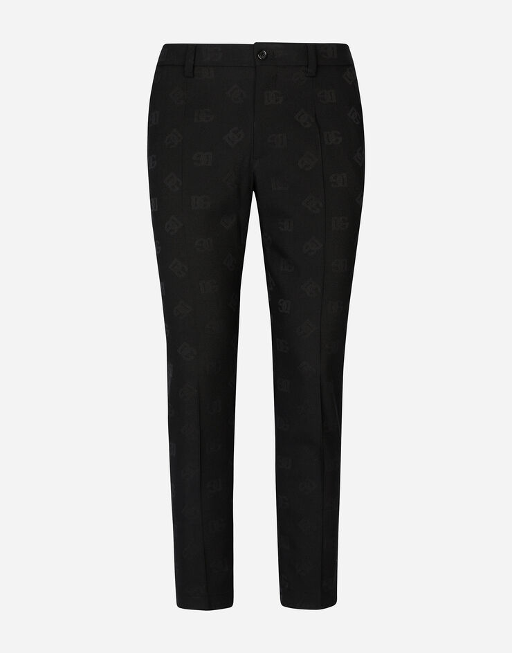 Dolce & Gabbana Pantalón en jacquard de lana elástica con DG Monogram Negro GW13ETFJBAK