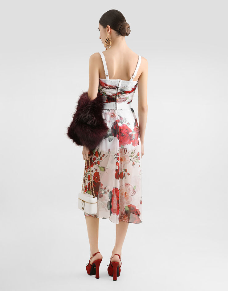 Dolce & Gabbana Rose-print marquisette and chiffon corset top Print F7AX5TIS1Y6