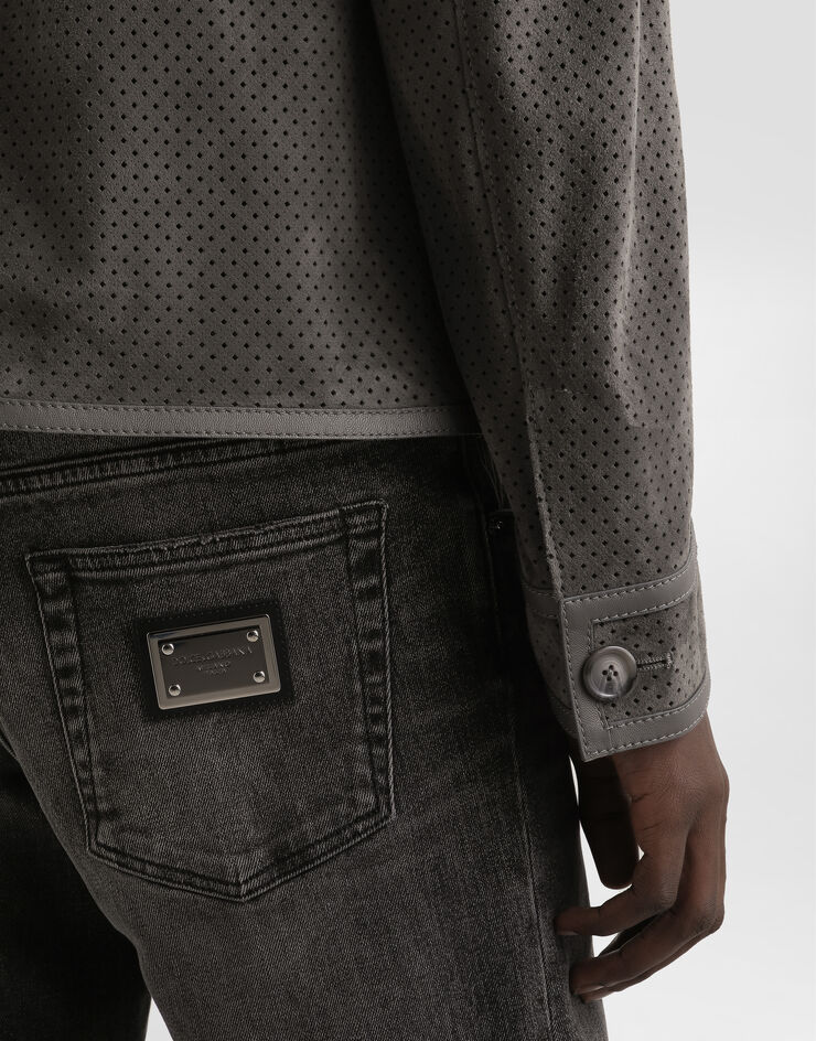 Dolce & Gabbana Perforated lambskin jacket Grey G9BOOLGJ477