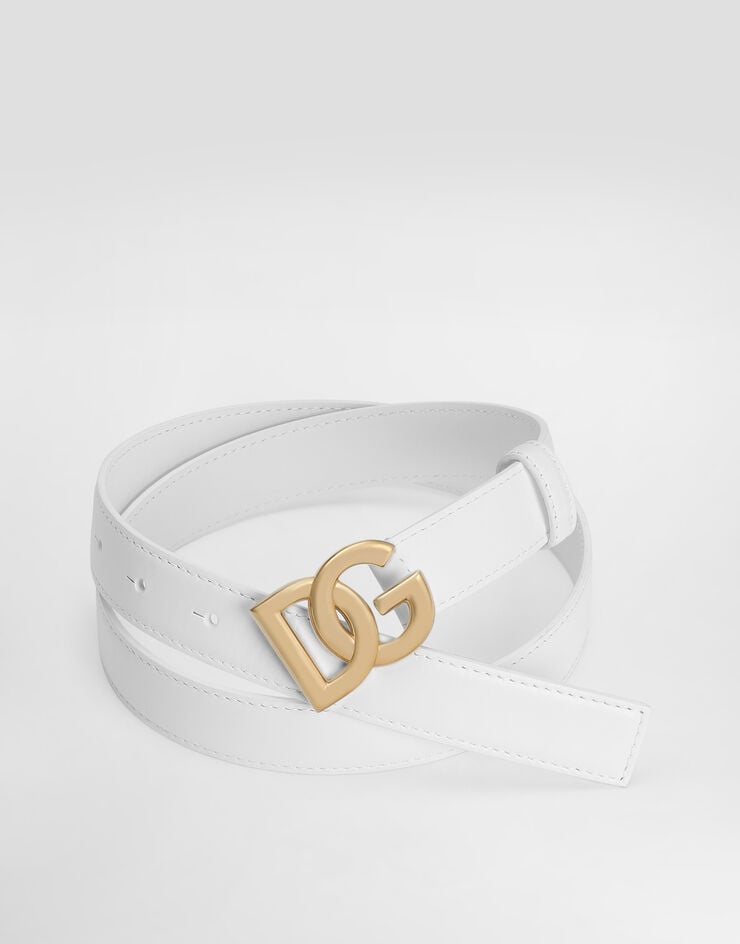 Dolce & Gabbana Calfskin belt with DG logo White BE1447AW576