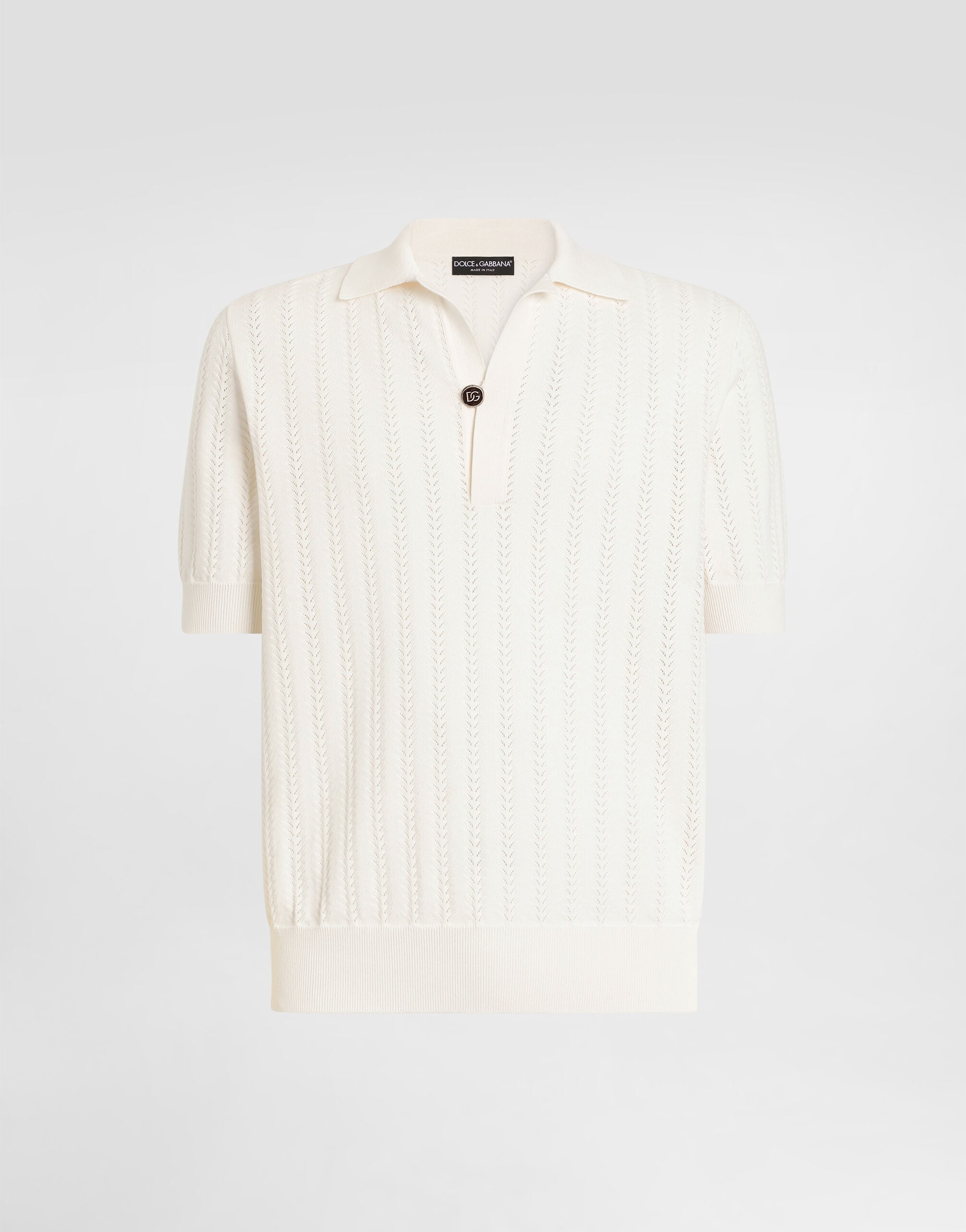 Whiteのメンズ パーフォレーテッド コットン ポロシャツ | Dolce&Gabbana®