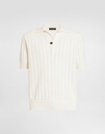 Dolce & Gabbana Polo shirt in perforated cotton White GXZBRTJBCJO