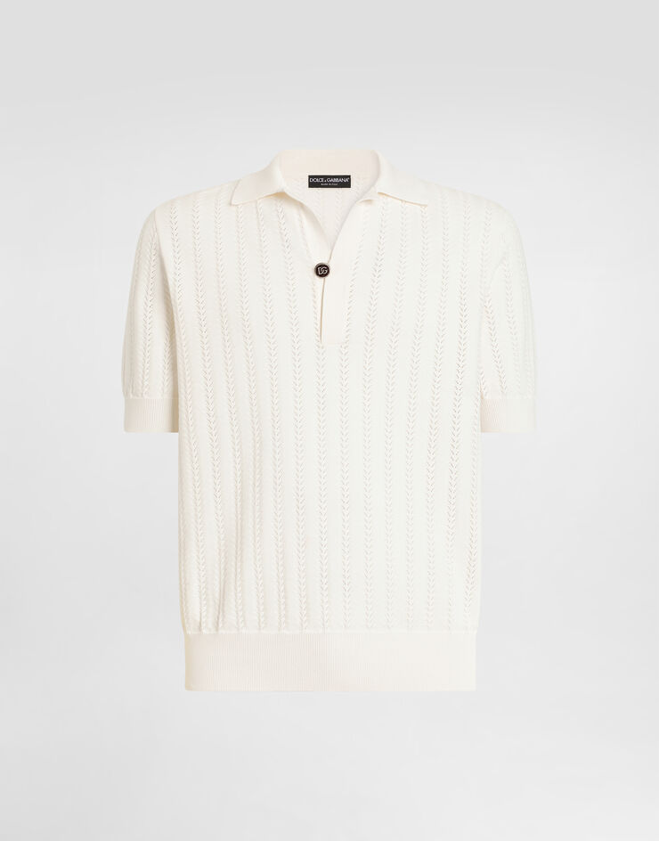Dolce & Gabbana Polo shirt in perforated cotton Dolce & Gabbana Polo shirt in perforated cotton White GXZBRTJBCJO