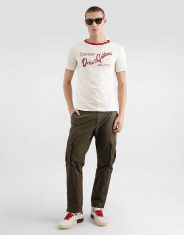 Dolce & Gabbana Cotton t-shirt with print Beige G8TI9TG7POX