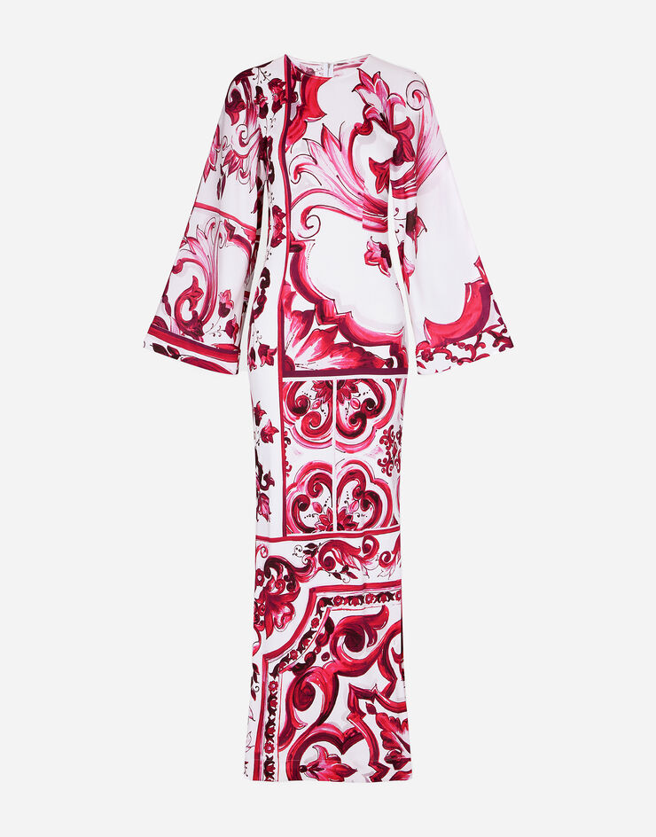 Dolce&Gabbana Long Majolica-print organzine dress Multicolor F6CQBTFS8C0
