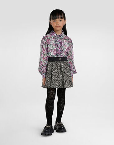 Dolce & Gabbana Violet-print crêpe shirt Print L56S45IS1ZT