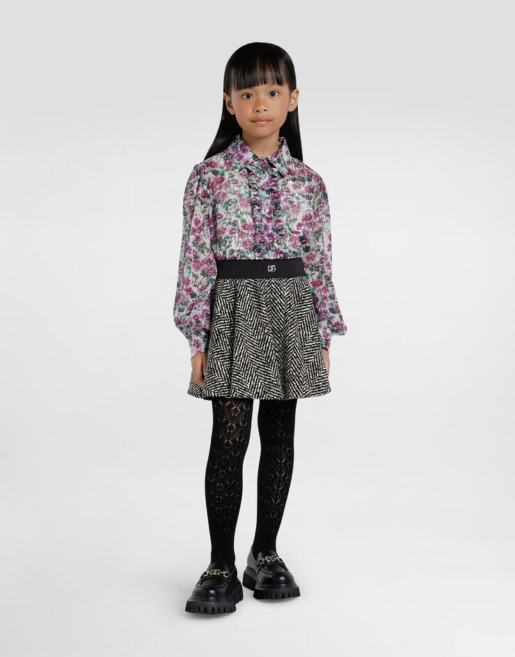 Dolce & Gabbana Violet-print crêpe shirt Print L56S45IS1ZT