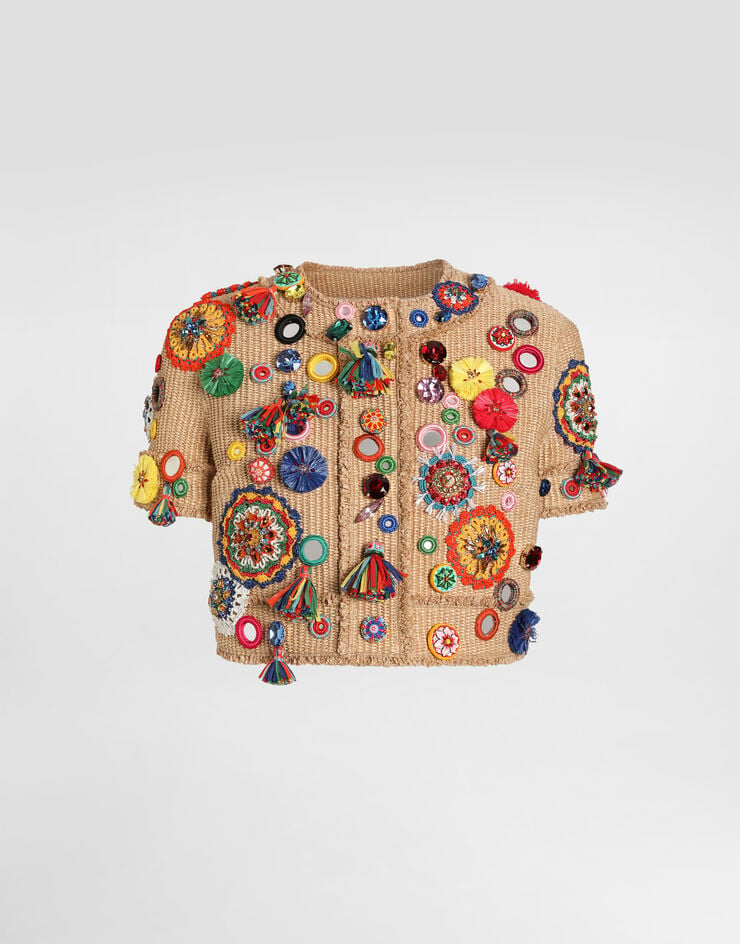Dolce & Gabbana Chaqueta en rafia con aplicaciones Dolce & Gabbana Chaqueta en rafia con aplicaciones Multicolor F2JBKZFUTDW