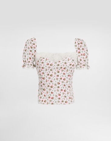 Dolce & Gabbana 上衣 真丝缎 玫瑰小花印花 Multicolor F7BK1TFSA79