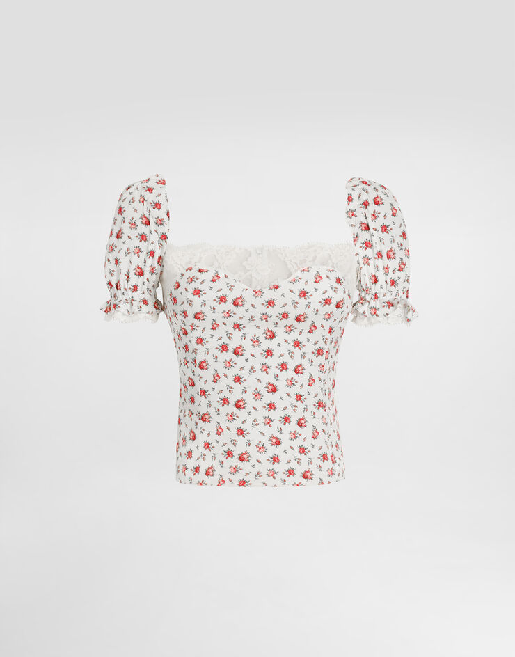 Dolce & Gabbana 上衣 真丝缎 玫瑰小花印花 Multicolor F7BK1TFSA79