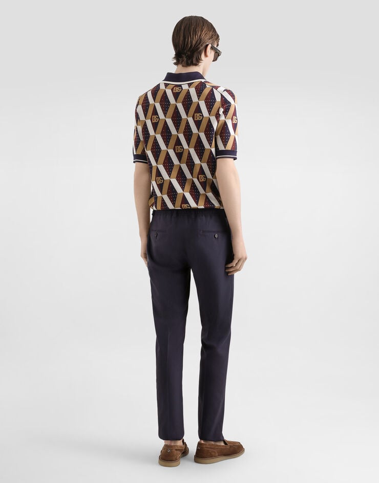Dolce & Gabbana Silk and gabardine trousers Blue GV4EETFUTAX