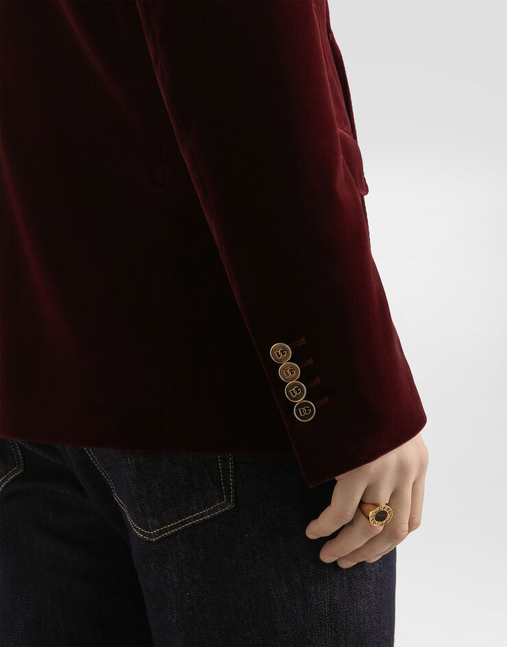 Dolce & Gabbana Double-breasted sicilia light cotton velvet jacket Bordeaux G2TV8TGJ619