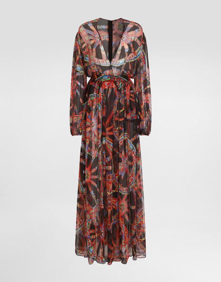 Dolce & Gabbana Carretto-print chiffon long dress Dolce & Gabbana Carretto-print chiffon long dress Multicolor F615QTIS13V