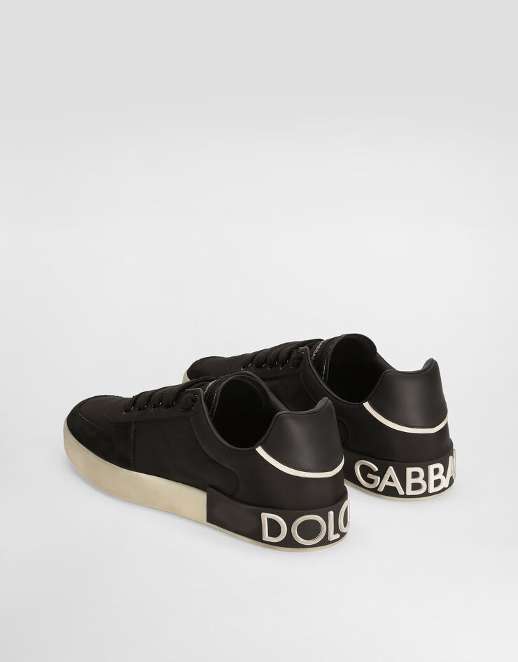 Dolce & Gabbana Portofino nylon and split calfskin sneakers Black CS2392A0136