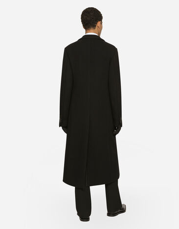 Dolce&Gabbana Manteau droit en jersey de laine technique Noir G040VTHU7QV