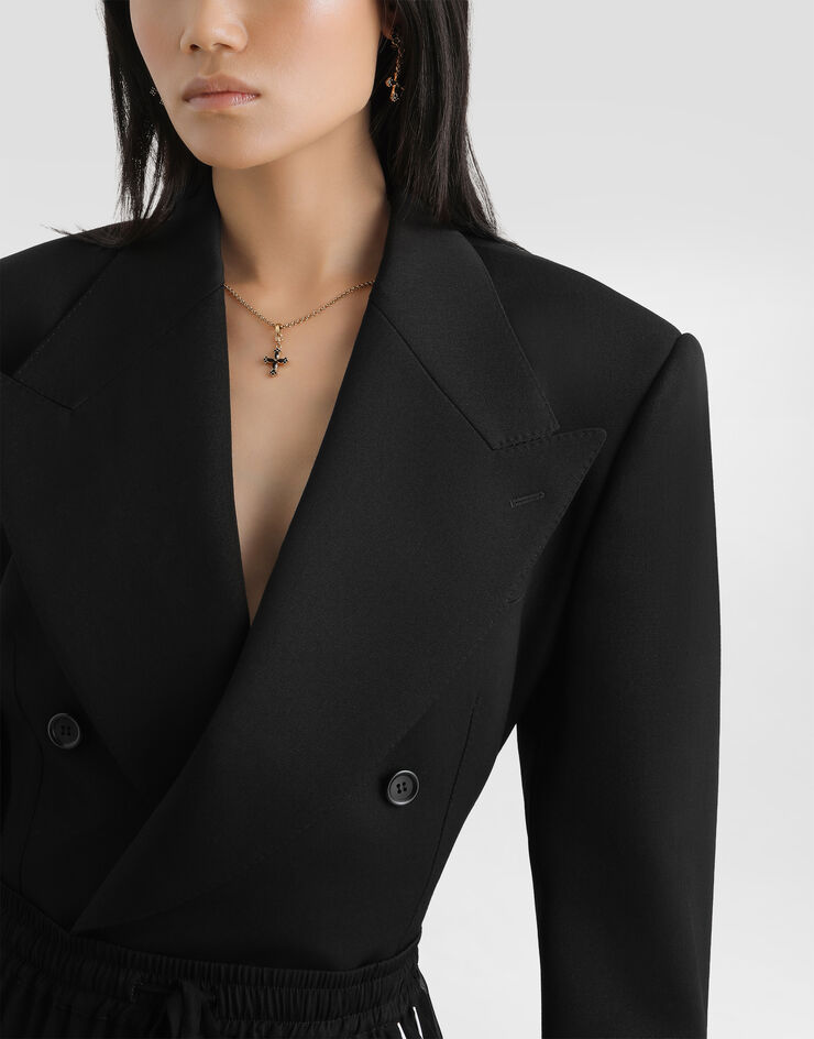 Dolce & Gabbana Double-breasted jacket in wool gabardine Black F29PTTFU21E