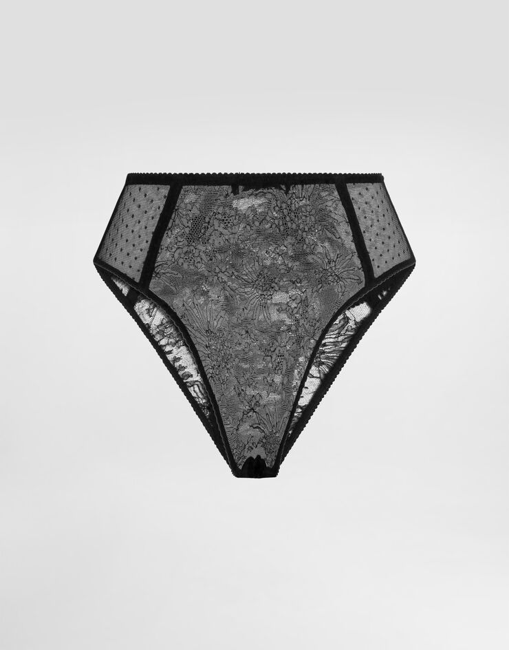 Dolce & Gabbana High-waisted plumetis lace panties 블랙 O2C71TONL28