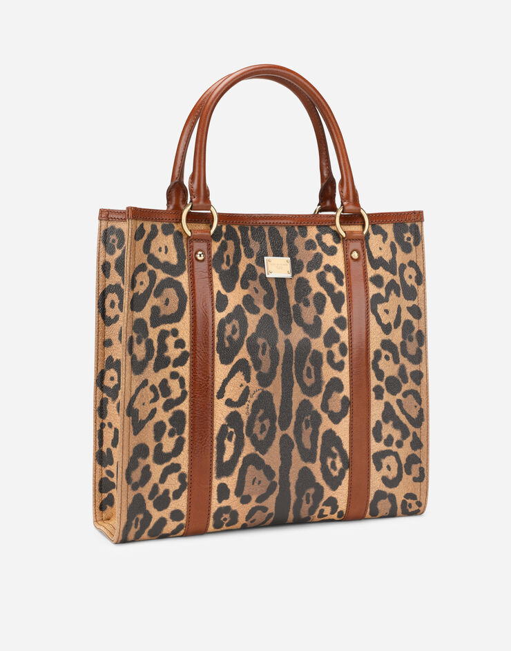 Dolce & Gabbana Leopard-print Crespo shopper with branded plate Multicolor BB2307AW384